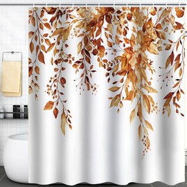 Ezmine Floral Shower Curtain Waterproof Plant Bathroom Decoration Leaves Shower Curtain Washable Bathroom Curtain Decor Quick-Drying Shower Curtain for Bathroom with 12 Hooks 180x180cm (71"x71")