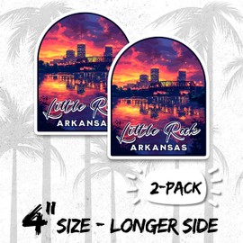 Little Rock Arkansas Magnet 4 Inch 2-Pack Capital City – Strong Vinyl Decorative Travel Magnets for Fridge Locker Kitchen Office – Cute Fun Aesthetic Cool Durable & Long-Lasting Souvenir ID44999