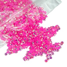 qiipii 20000PCS 3mm Hot Pink AB Resin Rhinestones for Crafts Rose Pink AB Flatback Jelly Resin Rhinestones Bulk SS10 Non-Hotfix Stones Diamonds Crystals Gems for Mugs Tumblers Bottles Cups DIY Crafts