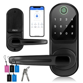 CATCHFACE Fingerprint Door Lock TTLock Smart Lock Biometric Door Lock with Fingerprint,Free App,Share Ekey and IC Card Keyless Entry with Reversible Handle - Matte Black