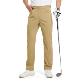 TBMPOY Men's Golf Pants Classic Fit Dress Work Pants Lightweight Comfortable Business Casual Pants with 5 Pockets Khaki 38