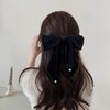Big Velvet Hair Bows Clips for Girls Women Bow Pearl