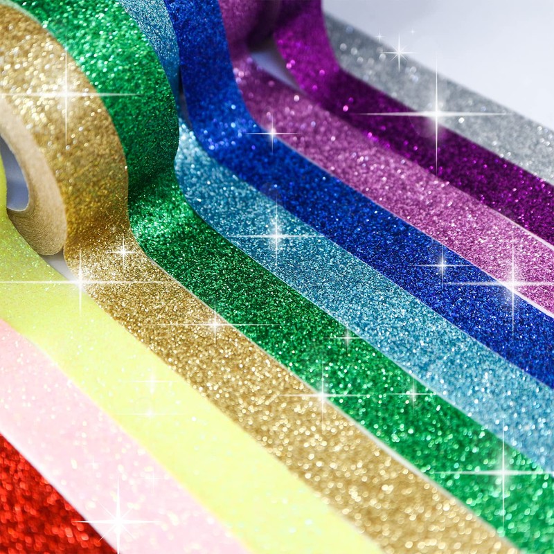 GT-005 Glitter Tape, Blue, Glitter, Decorative Seal, Wrapping, Masking Tape,