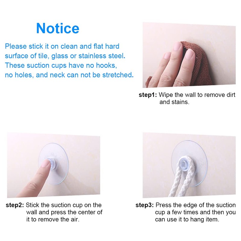 LuluEasy 55mm 10 Pieces Large Suction Cups Clear Thick Without