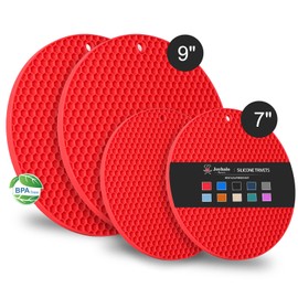 Joyhalo Trivets for Hot Dishes - Hot Pads for Kitchen, Silicone Pot Holders for Hot Pots and Pans, Silicone Mats for Kitchen Countertops, Table, Flexible Easy to Wash and Dry, Grey