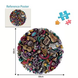 Cuteefun Round Puzzle 1000 Pieces Puzzle Adult Impossible Puzzle Music Puzzle Musical Instrument for Wall Decoration