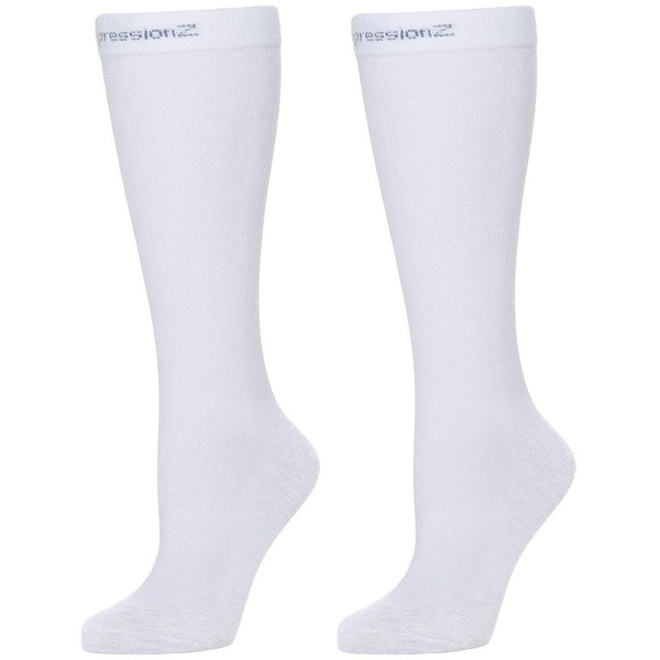 CompressionZ 20-30 mmHg Knee High Compression Socks, White, S