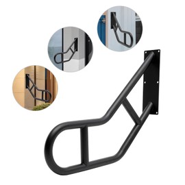DYNAMI Wall Mounted Handrail for Outdoor Steps,25in L Bent U-Shaped Metal Stair Railing,45-Degree Angle Safety Grab Bars for Garage, Porch, Garden 1-3 Steps (1Pcs 25In Bent U-Shape Black)
