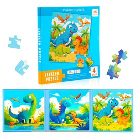 DQMOON Montessori Magnetic Dinosaur Puzzle from 3 4 5 Years, 25-30-36 Pieces Children's Puzzle Educational Toy for Boys Girls, Promotes Concentration & Fine Motor Skills, Birthday