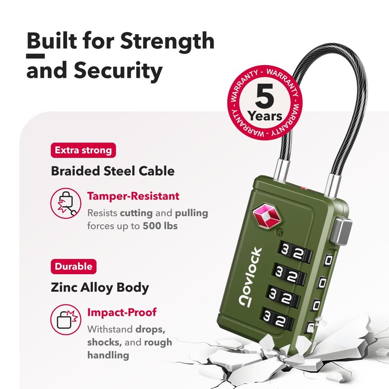 TSA Luggage Locks with Alert Indicator – 4-Digit Travel Padlocks