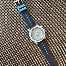 02Straps 20mm BLUE Vulcanized rubber Mission to Uranus Swatch Moonswatch Lt. Blue Stripe