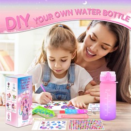 ASIOWELY Decorate Your Own Water Bottle Kits for Girls Age 4-12, Butterfly Flower Diamond Painting Art and Crafts for Kids Age 4-6-8-10, Fun Gifts Toys for Spring School Birthday