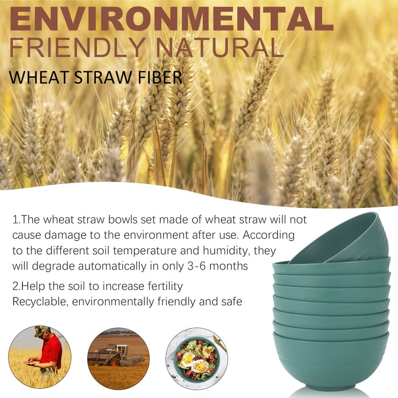 Homienly Cereal Bowl Set, Wheat Straw Fiber Unbreakable Lightweight Bowls