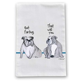 Farting English Bulldogs Flour Sack Cotton Dish Towel by Pithitude
