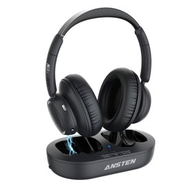 ANSTEN Wireless Headphones for TV with Universally Compatible Transmitter Charging Base, TV Headphone Wireless for Seniors, Bluetooth Headphones No Delay, 35 Hrs Audio Playtime, Plug n Play