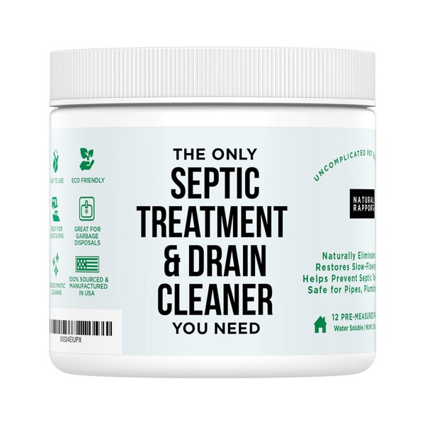 Drain and Septic Tank Cleaner Treatment - Natural Rapport - Professional Strength Holding Tank & Drain Cleaner For Home and RV (Liquid & Packets) (12 Count)