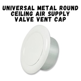 Invero® Universal Metal Round Ceiling Air Extract Valve Vent Cap (125mm Diameter) - White Powder Coated