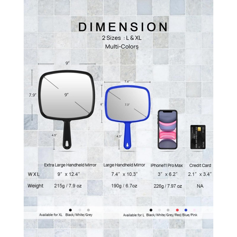 Not Supplied Large Hand Mirror, Salon Barber Hairdressing Handheld Mirror