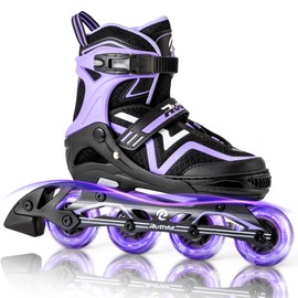 Ruthfot Adjustable Inline Skates for Boys and Girls, Light Up Skates for Ages 6-15 Kids Outdoor Illuminating Patines for Women and Men