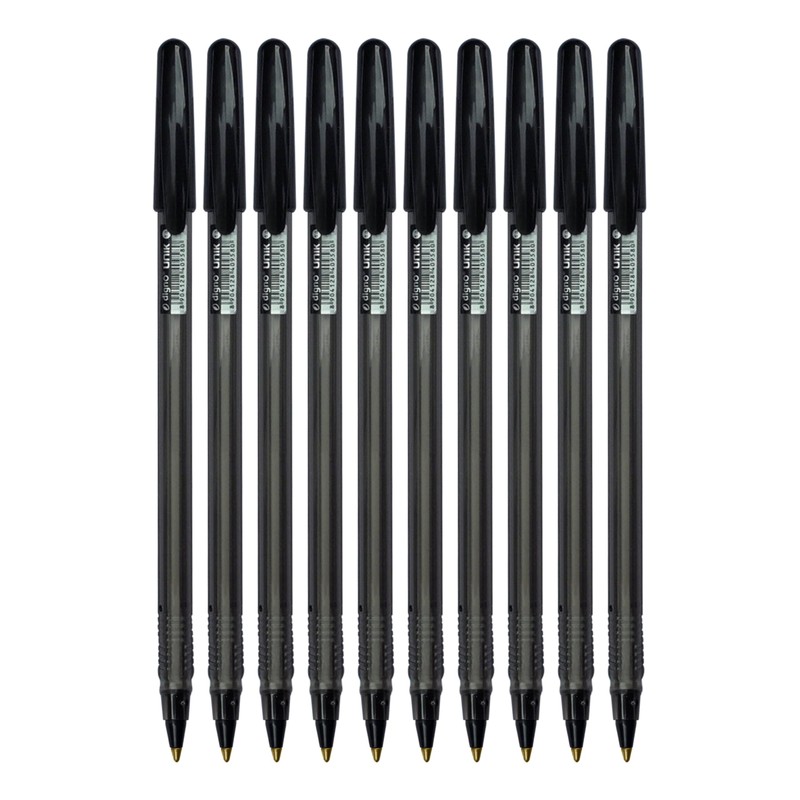 DIGNO UniStic Ballpoint Pens, BLACK, Medium Point (1.0mm), Pack of
