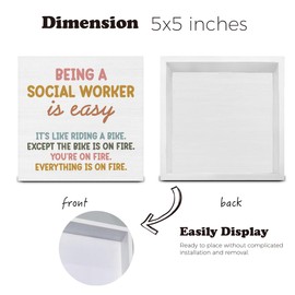 Social Worker Decor Social Worker Gift Wood Sign Social Worker Office Decorations, Being a Social Worker Is Easy Wood Block Plaque Box Sign for Home Office Desk Shelf Table Decorations 5 X 5 Inch