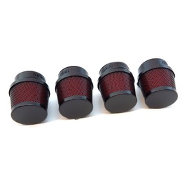 4 Pack Universal Black & Red High Flow Tapered Air Filter Pods - 35mm Mount ID