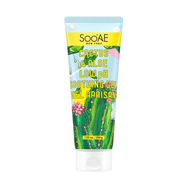 Soo'AE CACTUS & ALOE Low pH Soothing Gel 7.05 oz. Aloe vera gel for face with Cactus Extra Soothing Face and body after sun