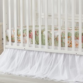 Brandream Luxury Softer Thicker Crib Sheets Set, 100% Organic Cotton Lilium Rose Floral Printed Toddler Sheets for Baby Girls, Breathable Comfy Durable, 28"x52" - Sage Green Ivory Blush Pink Yellow