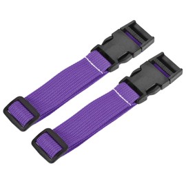 MECCANIXITY Utility Strap with Buckle 1x20 Inch Polyester Quick Release Adjustable Belt for Travel Outdoor Bag Luggage Packing (Purple, Pack of 2)