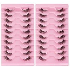 Gjinxi Pestañas Postizas De Media Pestaña, Aspecto Natural, Tenues, 20 Pares, Estilo Ojo De Gato, 3D, Esponjosas, De Visón Sintético, De 15 Mm, Con Aspecto De Extensiones, Rizadas Y Suaves.