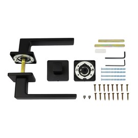 FELGNER Bormio Door Handle Set for Bathroom and Toilet, High-Quality Modern Door Panel, Door Handles, Door Handle Door Fitting, Rosette for Interior Doors, Room Doors, Matte Black