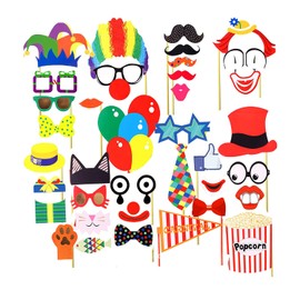 36 Pieces Circus Party Decorations, Carnival Party Photo Booth Props, Funny Photography Decoration Accessories, DIY Circus Theme Cardboard for Carnival Party, Birthday and Graduation Party