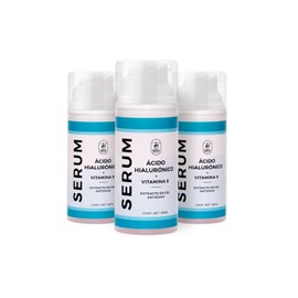 Serum Ácido Hialurónico + Vitamina E 3 Piezas | Avena y Provitamina B5 | Hidratación Profunda, Líneas Finas y Elasticidad | Suero Facial Diario para Mayores de 15 años