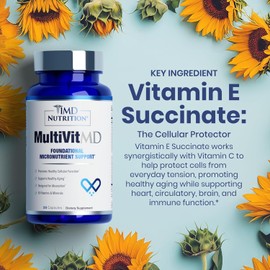 1MD MultiVitMD Daily Multivitamin for Adults 55+ – 19 Essential Vitamins & Minerals for Heart, Brain, Bone & Immune Health – Designed for Absorption – 30 Capsules
