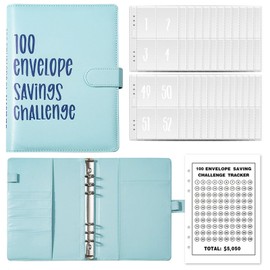 100 Envelopes Saving Challenge Envelope Saving Challenge Folder Blue Savings Book Money Saving Book Money Saving Folder with Money Envelopes Saving Challenge Stickers for Home