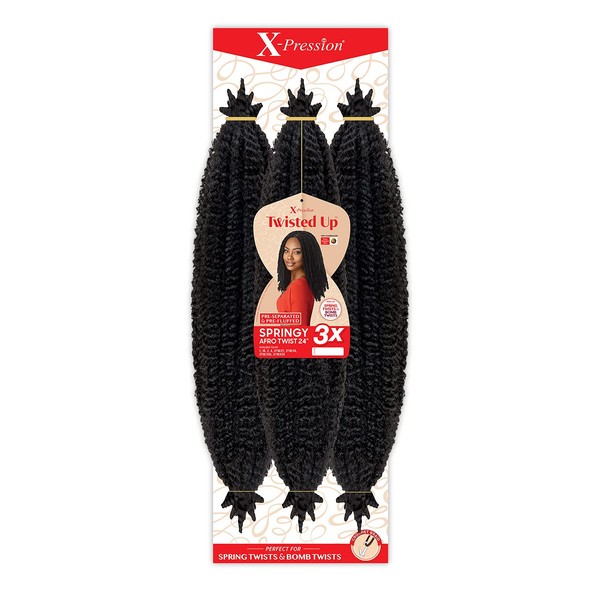 Outre Crochet Braids X-Pression Twisted Up 3X Springy Afro Twist 24" (3-pack, 2T1B/PUR)