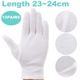 LAQWYNKB 12 Pairs of White Gloves - Comfortable and Reusable Cotton Gloves, Soft and Breathable Fabric Gloves, Perfect for Men - Versatile Use