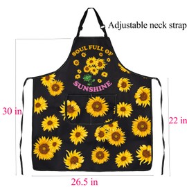 Sunflower Apron with Pockets Sunflower Lover Gifts Soul Full of Sunshine Gardening Cooking Kitchen Chef BBQ Grill Apron (Sunflower Apron)