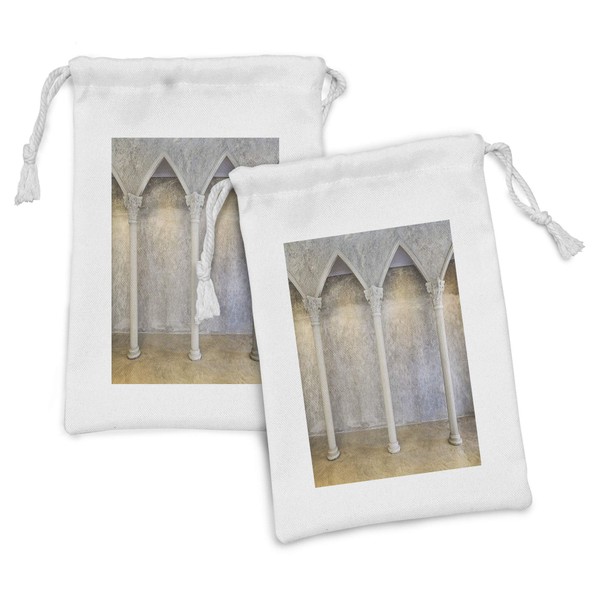 Ambesonne Pillar Fabric Pouch Set of 2, Antique Theme Classic