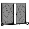 Fire Beauty Fireplace Screen with Hinged Doors Cast Iron Border