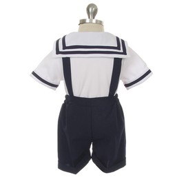 iGirlDress Baby Toddler Boys Nautical Sailor Outfit Short Suit 4 Piece Set, White/Navy, 18-24 Months