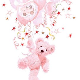Ambiente Serviette Motiv : Teddy Rose - Teddy rosa für Geburt/Taufe - 20 Servietten pro Packung, 33x33 cm