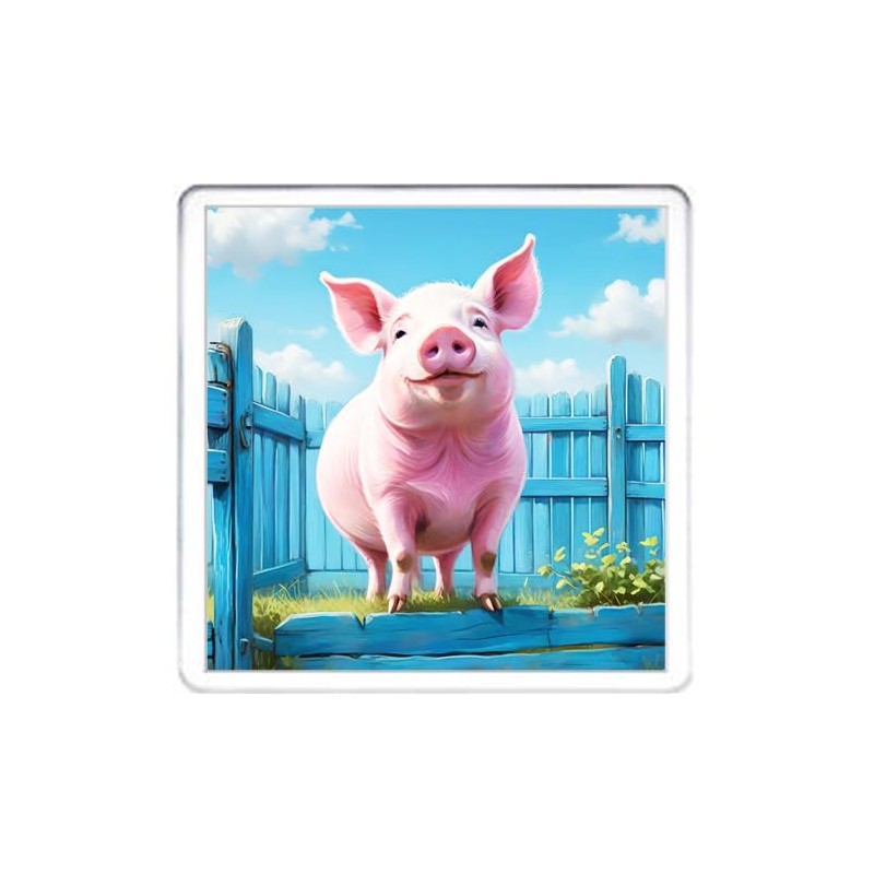 Pink Pig Coaster Set. 4 different Pig Pictures on 10cm
