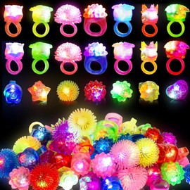 Huang Yem 12PCS/24PCS/36PCS Luminous Ring Toys (6 Assorted Types) Festival Favors Birthday Party for Kids and Adults, LED Sparkling, Party Decoration, Live Concert (6)