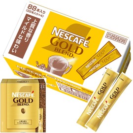 Nescafe Gold Blend Stick Black 88 sticks (2g/stick), 22 sticks × 4 boxes, Regular Soluble Coffee, Individual packaging