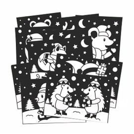 Baker Ross FC284 Winter Woodland Colour In Picture Decorations - Pack of 10, Felt Craft Pictures, Make Your Own Picture Decoration, Craft Set for Children to Decorate and Display,Black