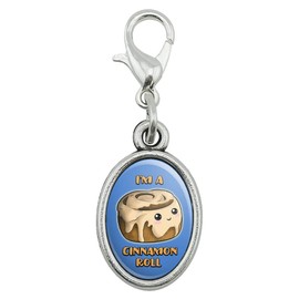 GRAPHICS & MORE I'm A Cinnamon Roll Kawaii Antiqued Bracelet Pendant Zipper Pull Oval Charm with Lobster Clasp