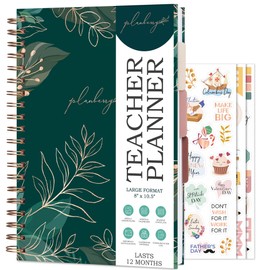PLANBERRY Teacher Planner – Undated School Year Plan Book for Teachers with Calendars & Lesson Plans – Planner for Classroom Organization & Homeschool – 8”x10.5” Hardcover (Green Pastures)