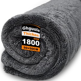 Ghguole Car Drying Towel Extra Large,1800GSM Drying Towel Car Detailing,Double-Sided Thickened Microfibre Towels,Super Absorbent Lint-Free Cars Cleaning Cloths for Fast Drying,Washing (50 * 50)