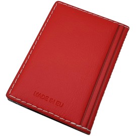 Elegant Credit/Business Card Holder with Contrast Stitching 12 Compartments MJ Design Germany Made In The Eu Various Colours and Designs Multicolour Design 1 / Rot